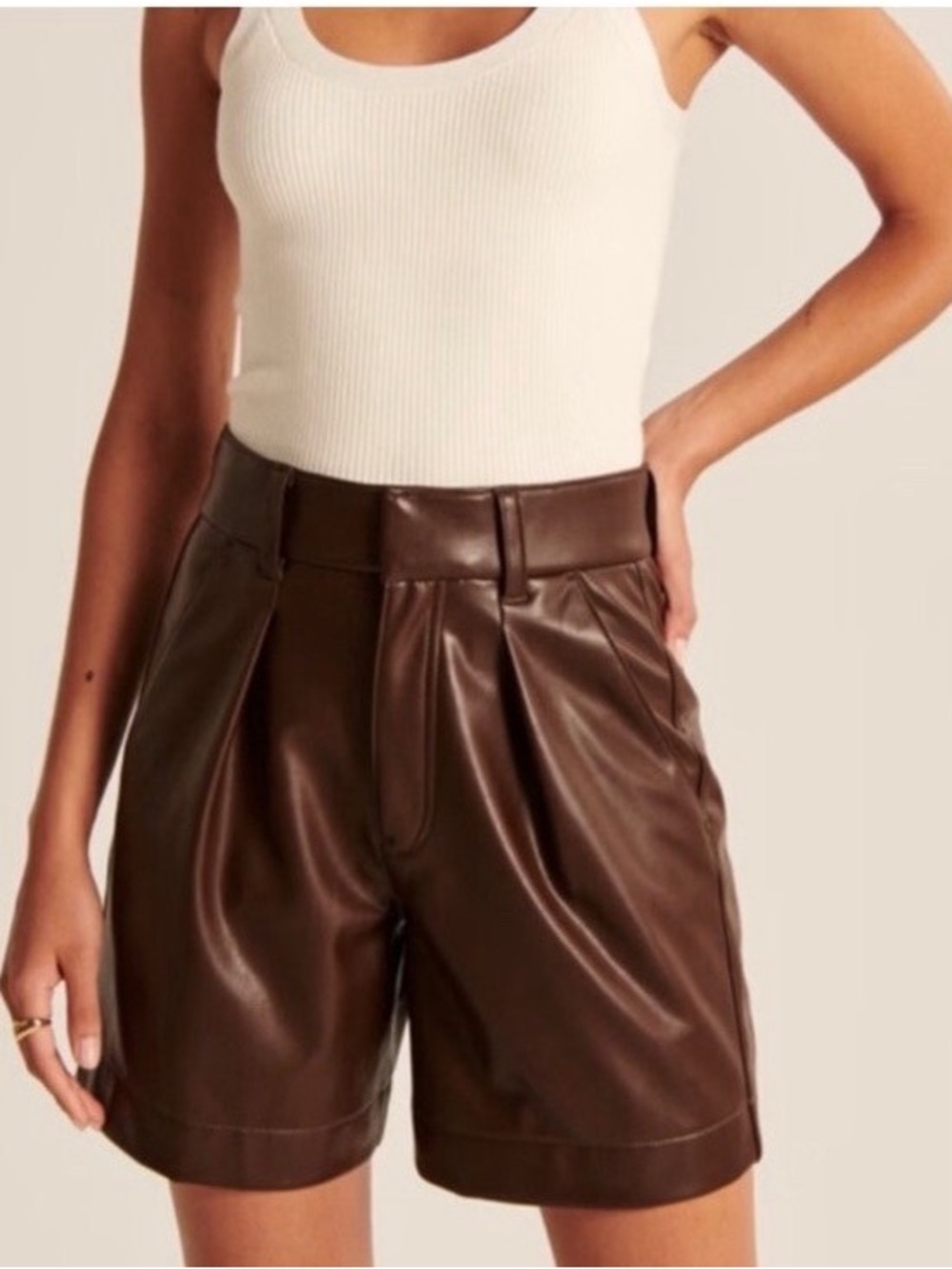 Abercrombie & Fitch Vegan Leather Shorts - Brown